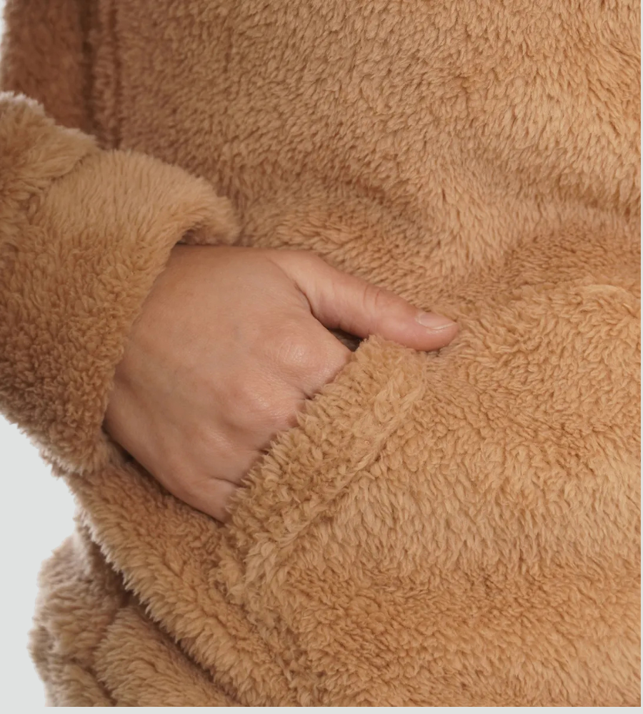 Women's Fuzzy Fleece Pullover Hoodie with Kangaroo Pocket
