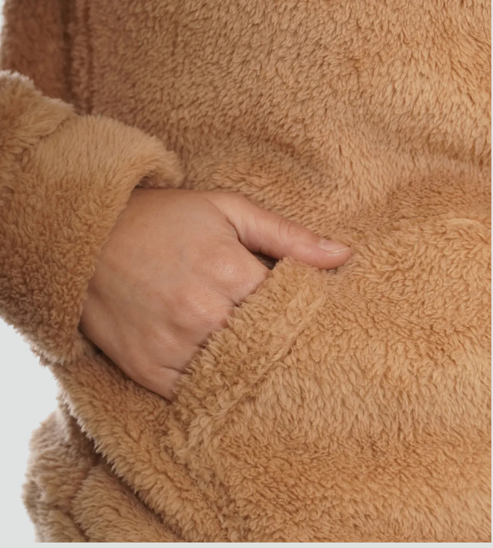 Women's Fuzzy Fleece Pullover Hoodie with Kangaroo Pocket