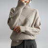 Women's Geometric Knit Roll Neck Jumper