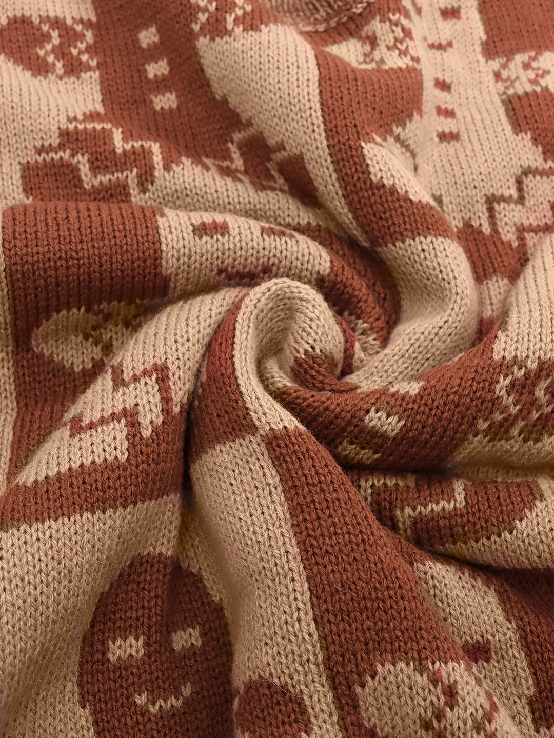 Women's Christmas Jumper Gingerbread Checkerboard Balloon Sleeve