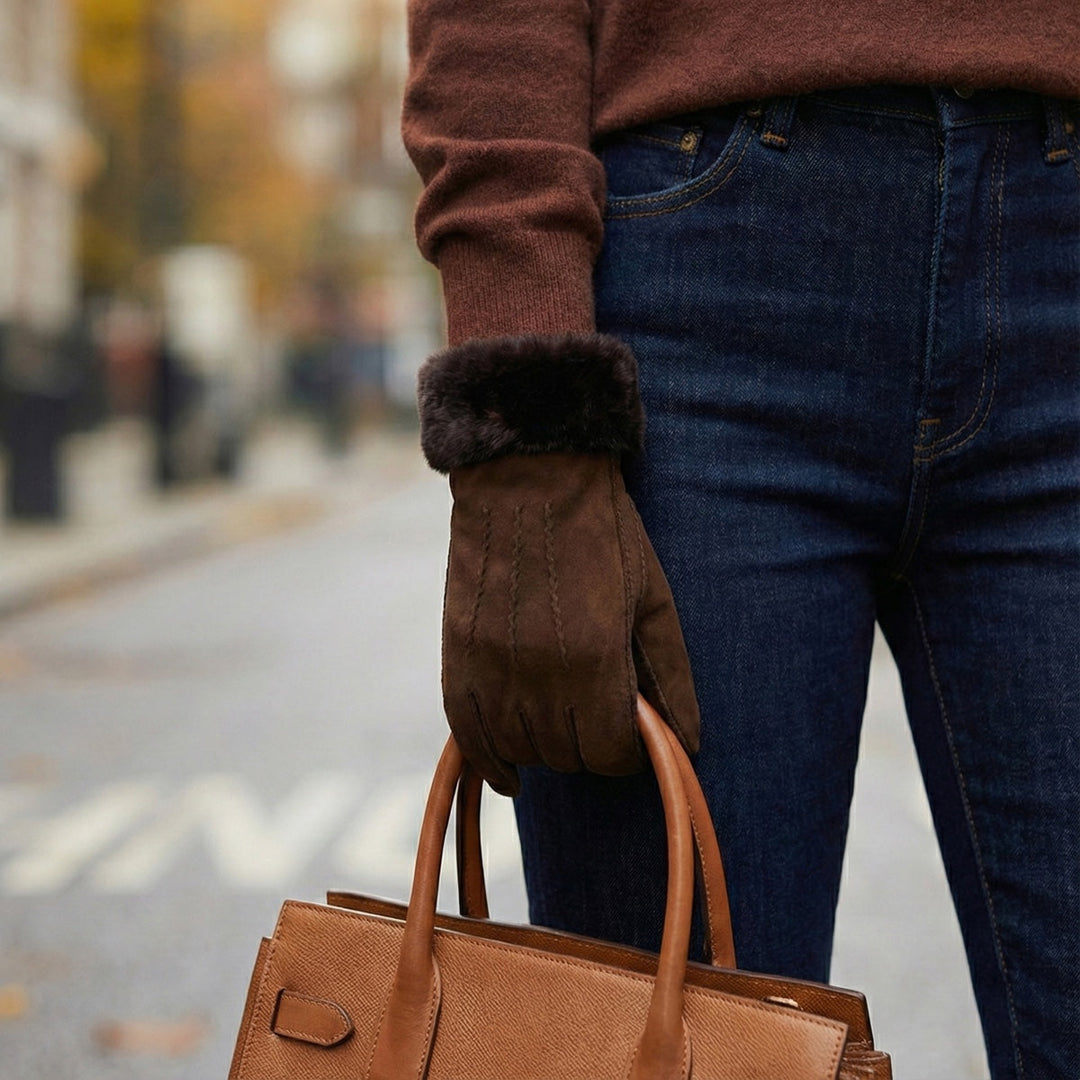 Women's Gloves with Stitched Back Detail