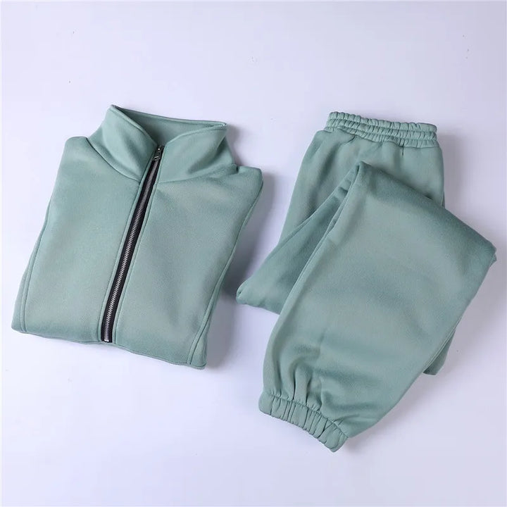 Women's Half-Zip Mock Neck Two-Piece Tracksuit Set