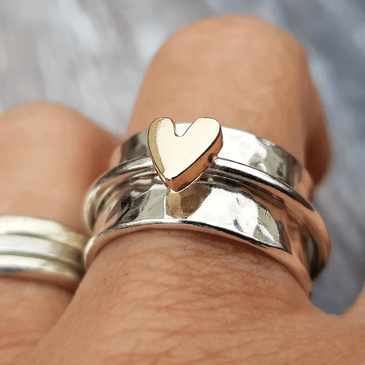 Women's Heart Detail Two-Tone Ring