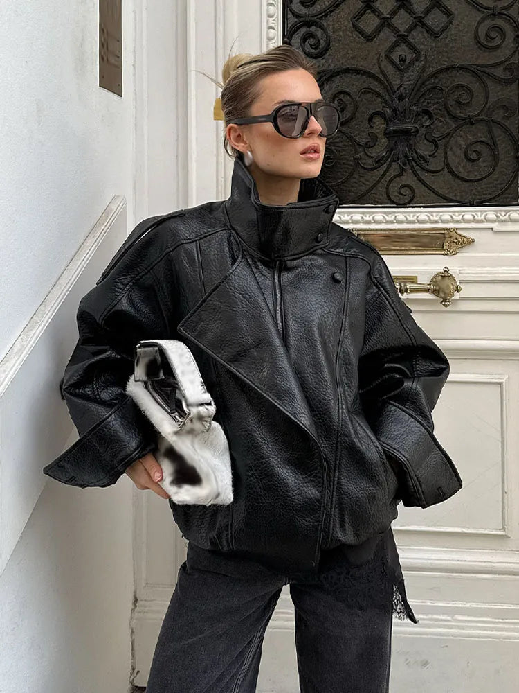 Women's High-Neck Asymmetric Zip-Front Jacket