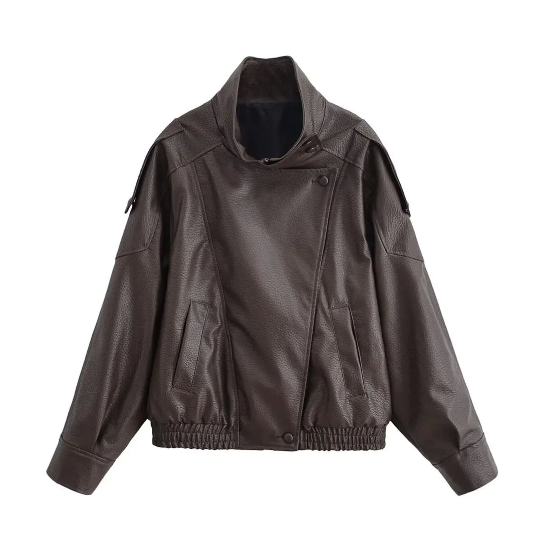 Women's High-Neck Asymmetric Zip-Front Jacket