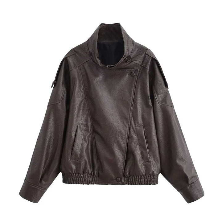 Women's High-Neck Asymmetric Zip-Front Jacket
