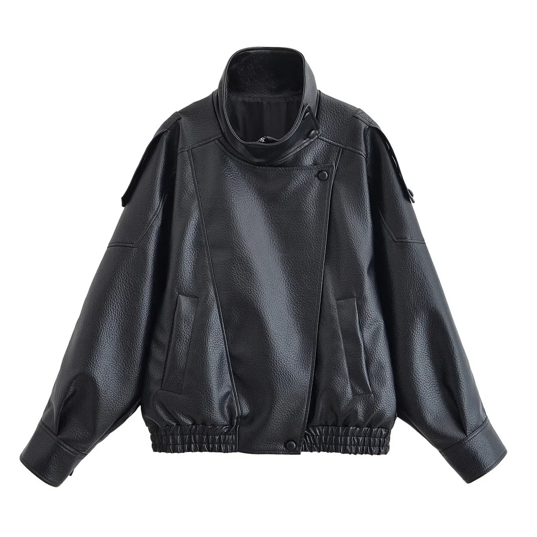 Women's High-Neck Asymmetric Zip-Front Jacket