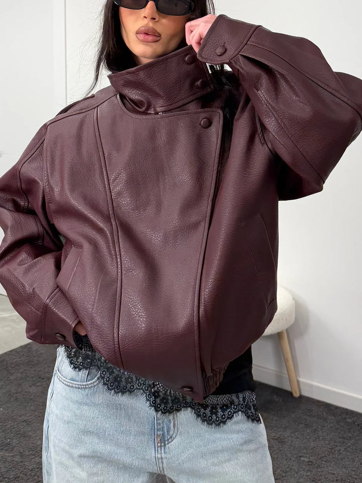 Women's High-Neck Asymmetric Zip-Front Jacket