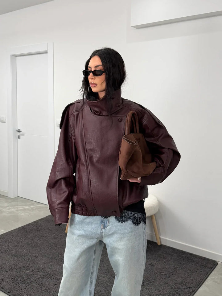 Women's High-Neck Asymmetric Zip-Front Jacket