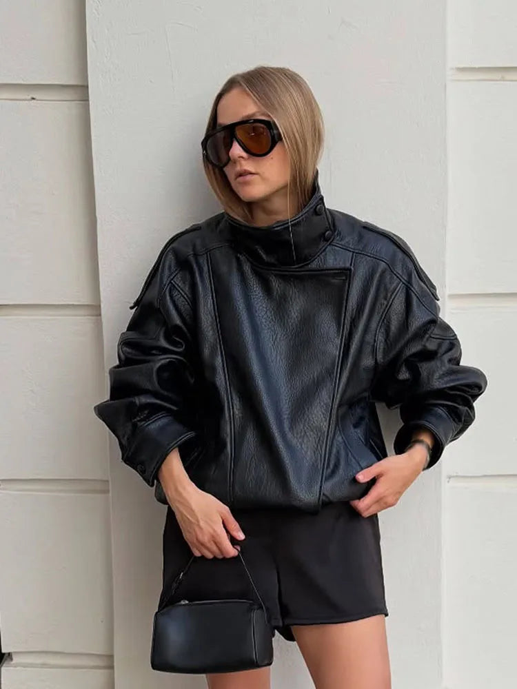 Women's High-Neck Asymmetric Zip-Front Jacket