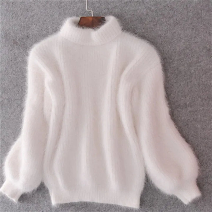 Women's High-Neck Ribbed Knit Jumper