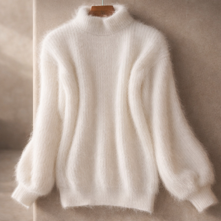 Women's High-Neck Ribbed Knit Jumper