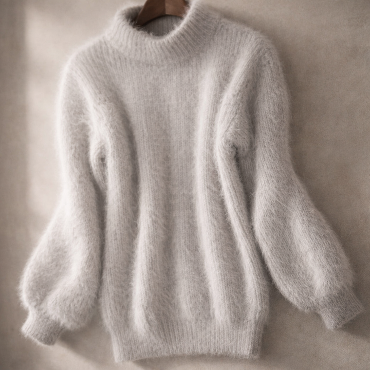 Women's High-Neck Ribbed Knit Jumper