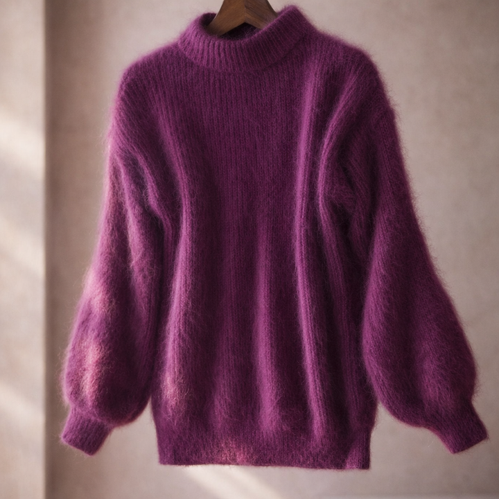 Women's High-Neck Ribbed Knit Jumper