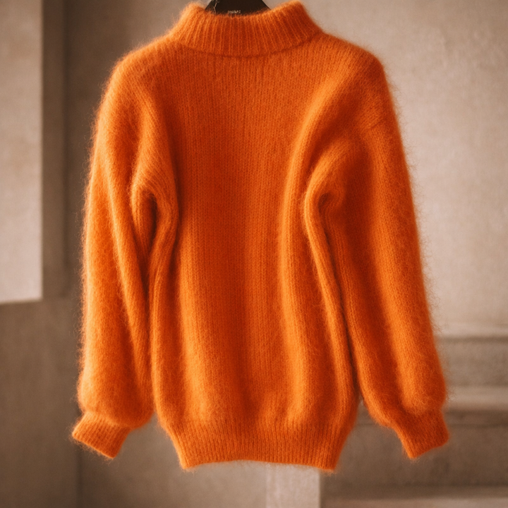 Women's High-Neck Ribbed Knit Jumper