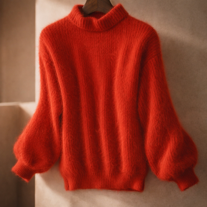 Women's High-Neck Ribbed Knit Jumper