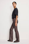 Women's High-Rise Faux Leather Bootcut Trousers in Brown