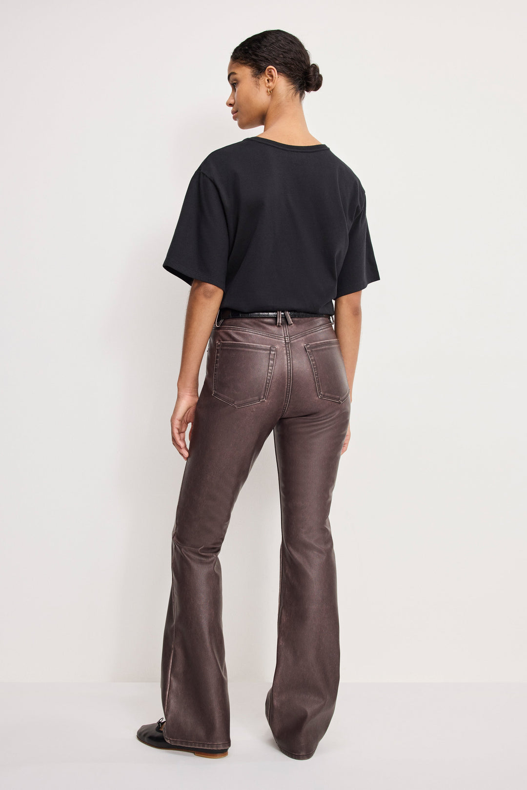 Women's High-Rise Bootcut Faux Leather Trousers