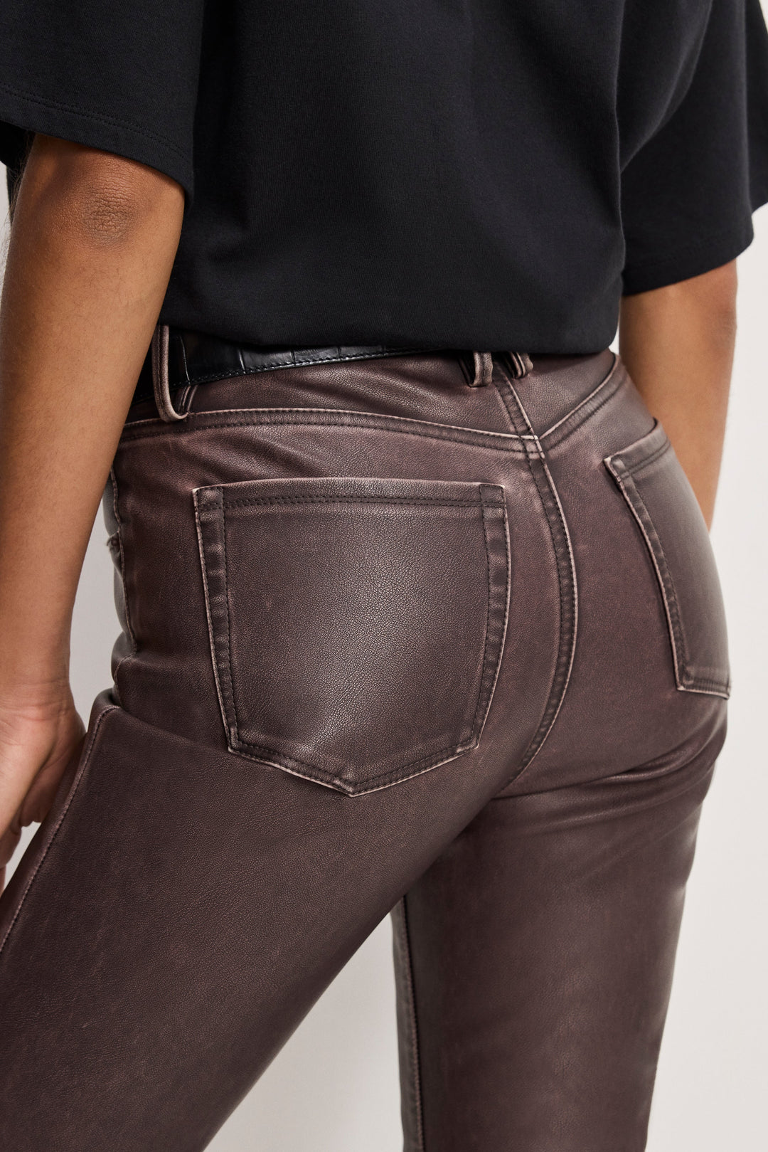 Women's High-Rise Bootcut Faux Leather Trousers