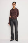 Women's High-Rise Faux Leather Bootcut Trousers