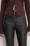 Women's High-Rise Faux Leather Bootcut Trousers