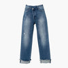 Women's High-Rise Straight-Leg Jeans with Cuffed Hems