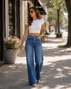 Women's High-Rise Wide-Leg Belted Jeans