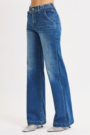 Women's High-Rise Wide-Leg Belted Jeans