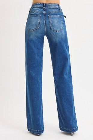 Women's High-Rise Wide-Leg Belted Jeans