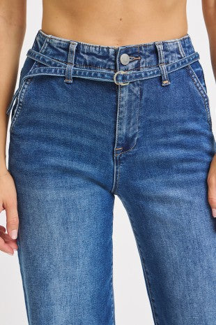 Women's High-Rise Wide-Leg Belted Jeans