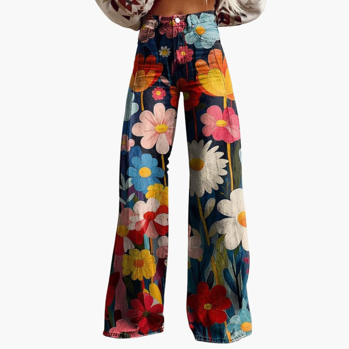 Women's High-Rise Wide-Leg Floral Trousers