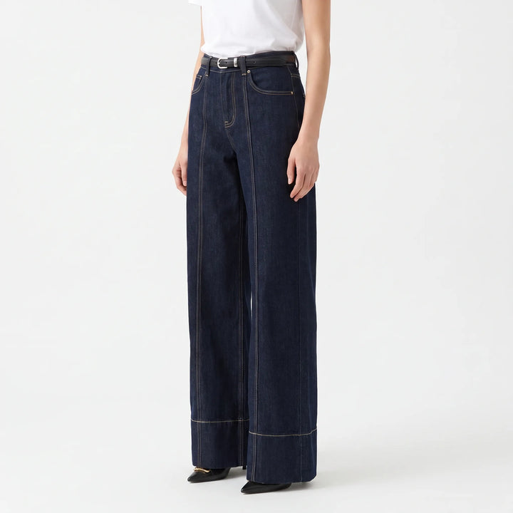 Women's High-Rise Wide-Leg Jeans with Front Seam Detail