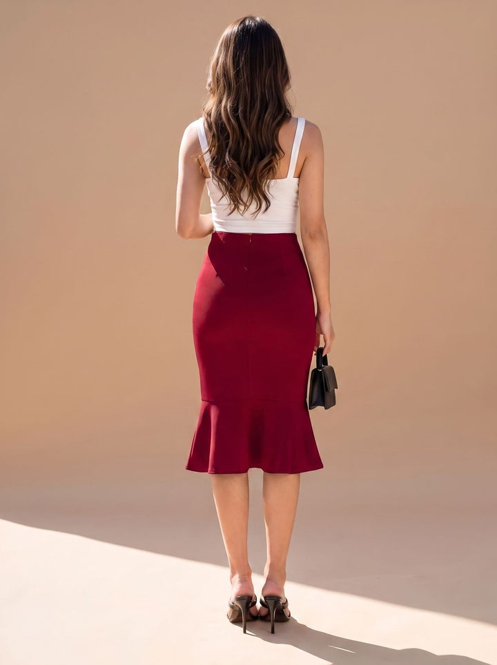 Women's High-Waist Fishtail Midi Skirt