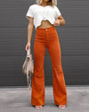 Women's High-Waist Flared Leg Trousers