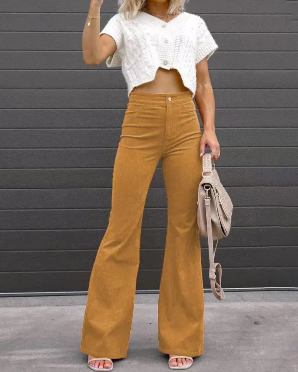 Women's High-Waist Flared Leg Trousers