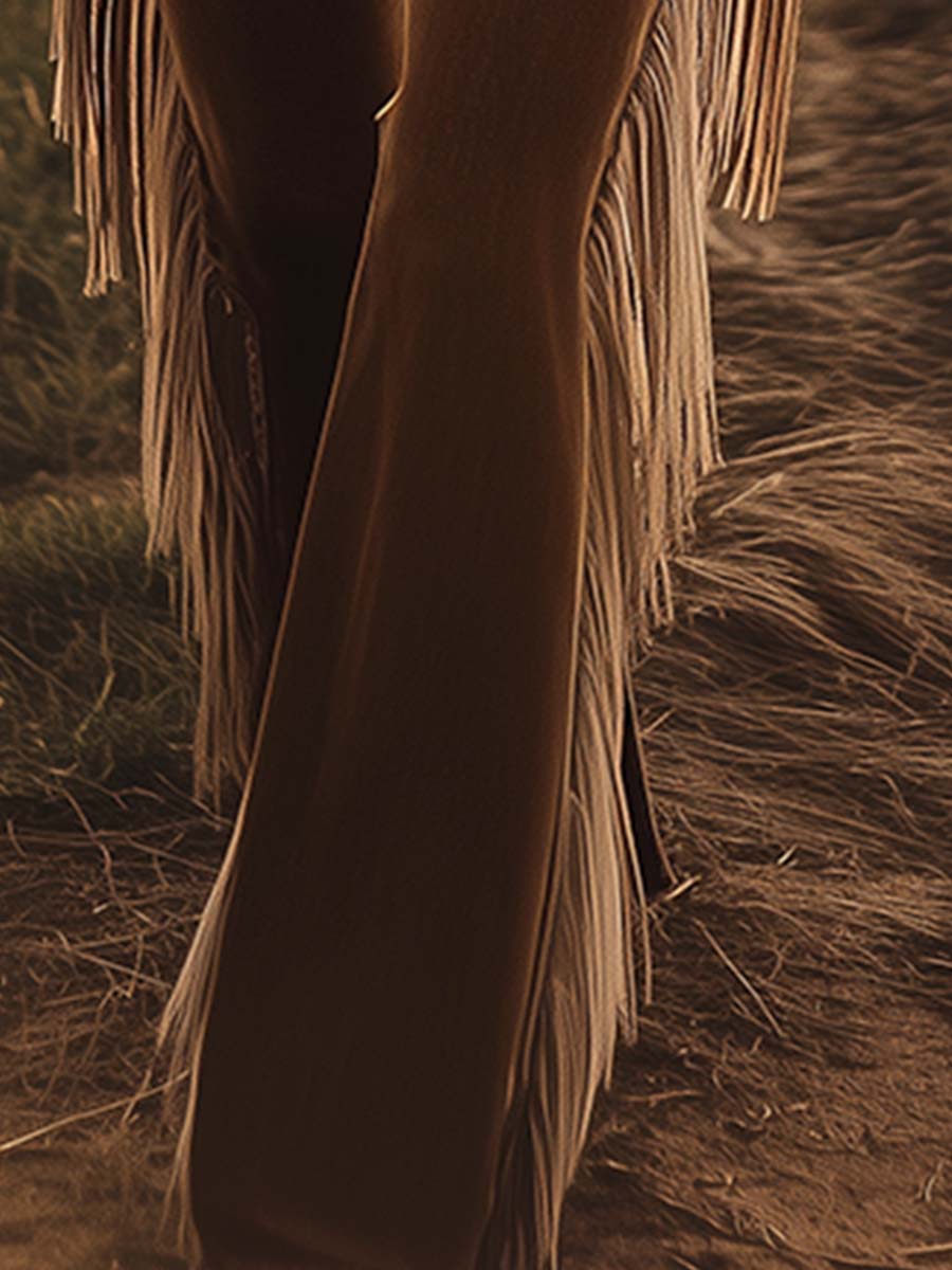 Women's High-Waist Fringe Flare Jeans