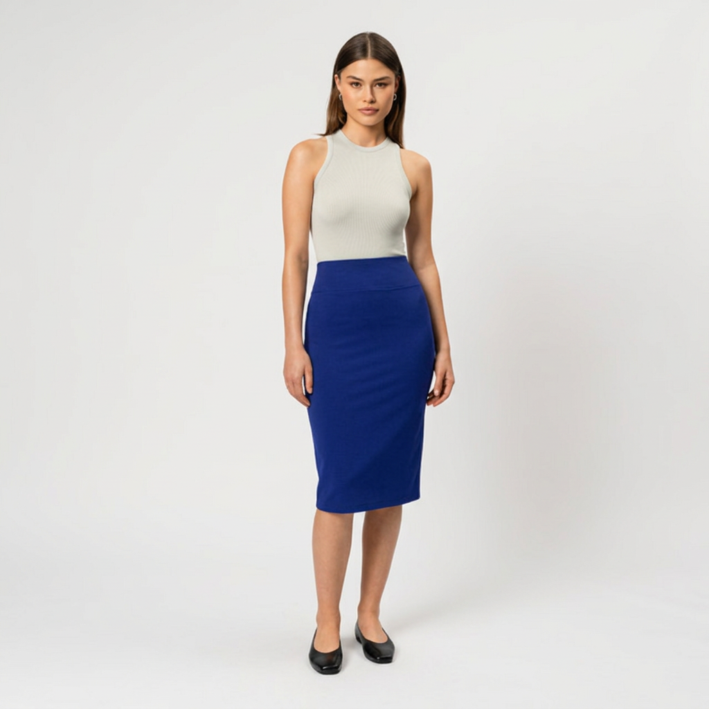 Women's High-Waist Pencil Midi Skirt