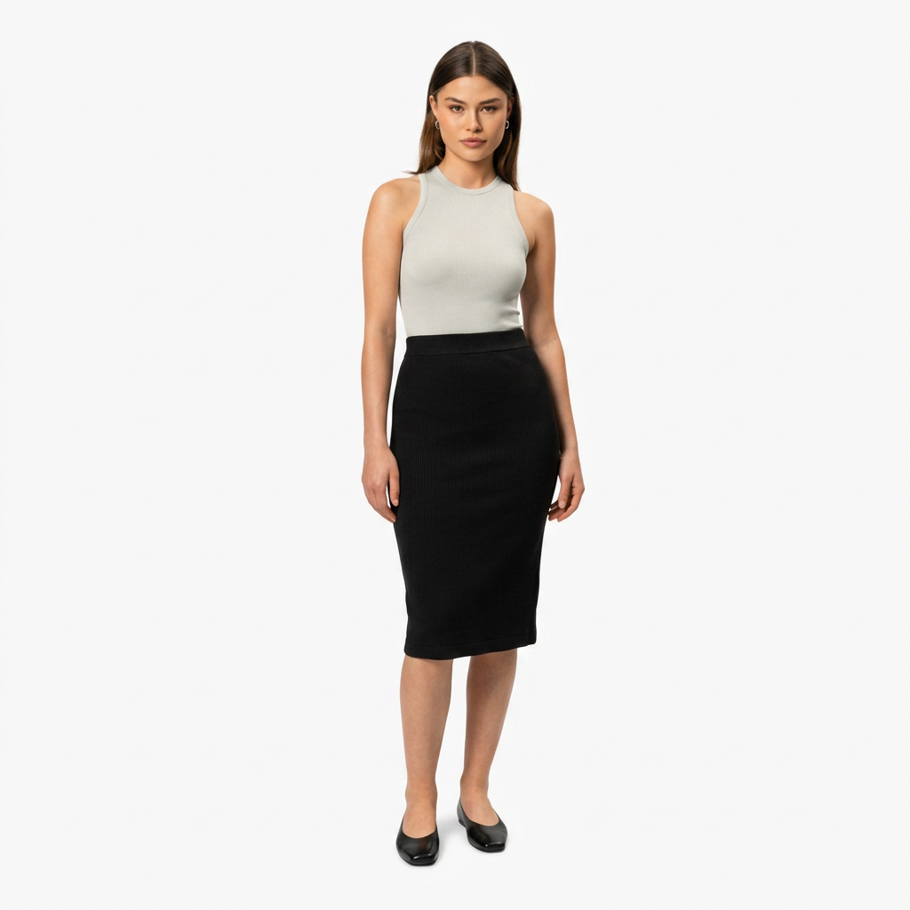 Women's High-Waist Pencil Midi Skirt