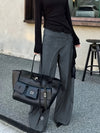 Women's High-Waist Wide-Leg Trousers with Layered Detail