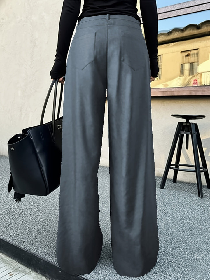 Women's High-Waist Wide-Leg Trousers with Layered Detail