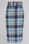 Women's High-Waisted Check Pencil Skirt