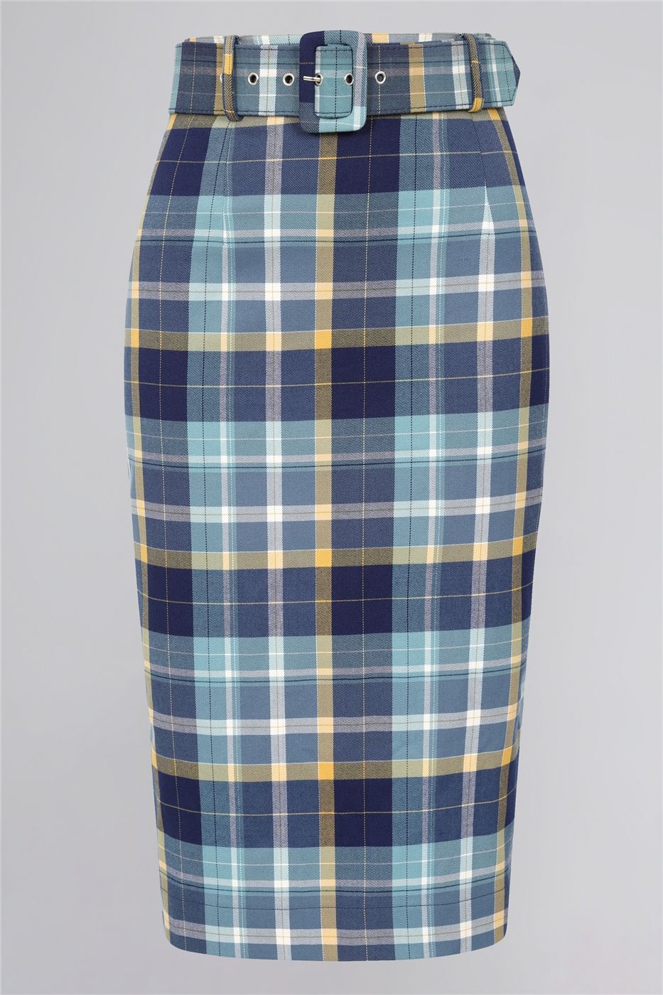 Women's High-Waisted Check Pencil Skirt