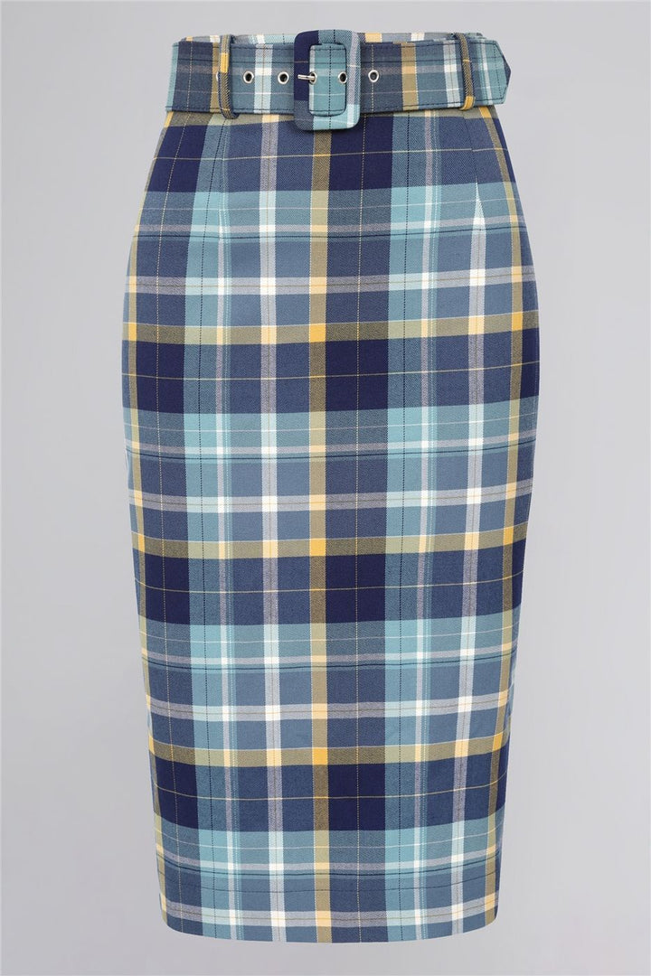 Women's High-Waisted Check Pencil Skirt