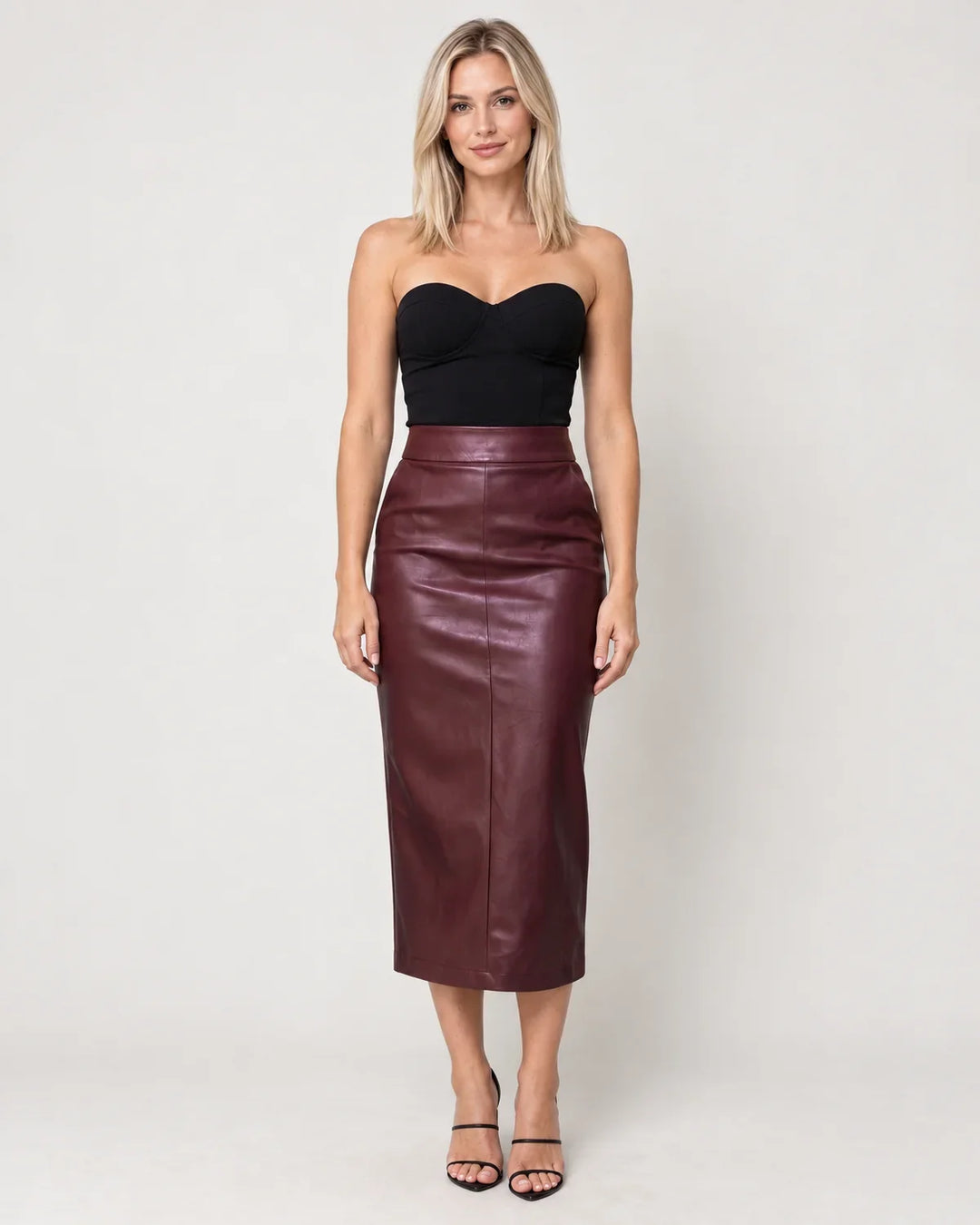 Women's High-Waisted Midi Pencil Skirt