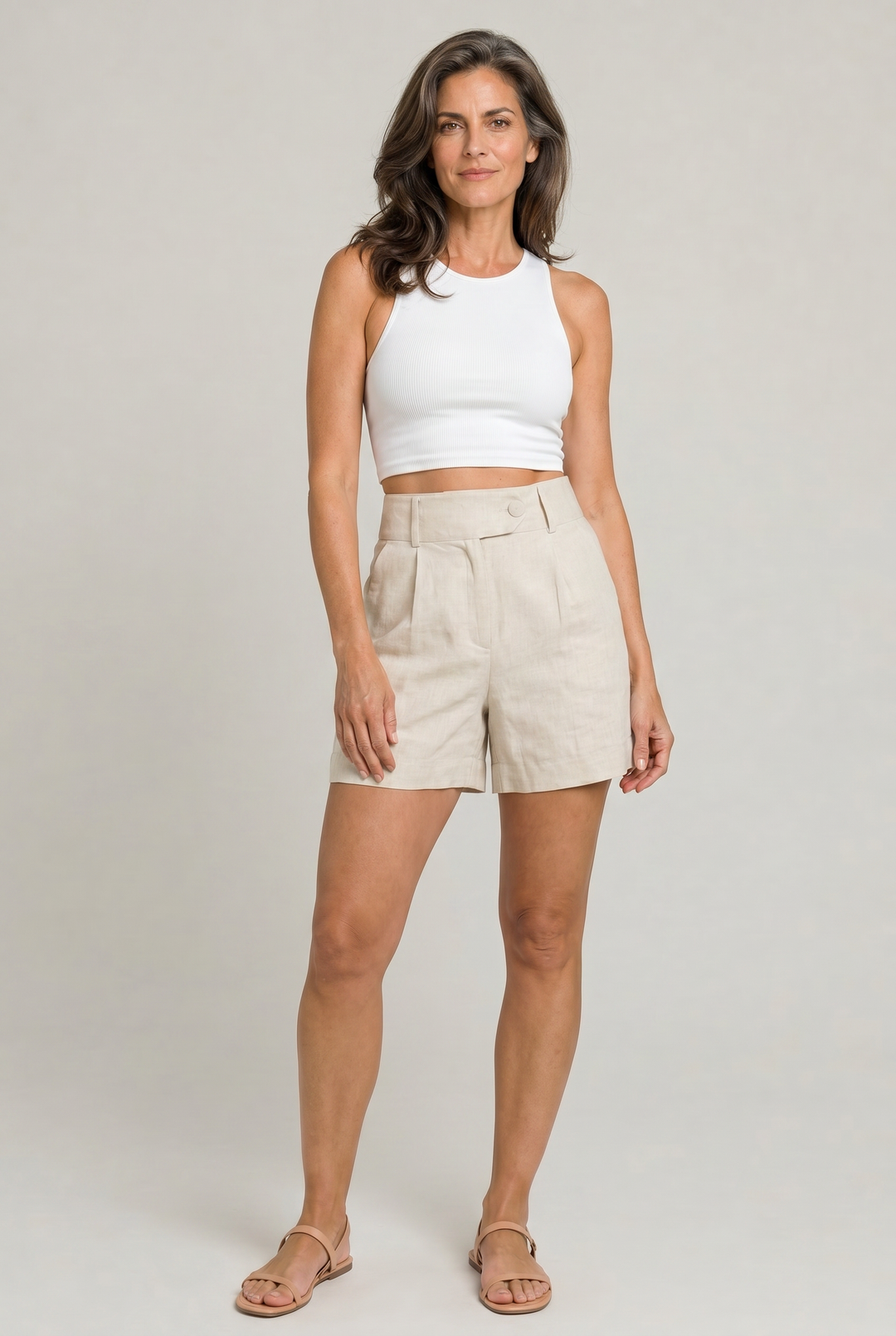 Women's High-Waisted Pleated Shorts