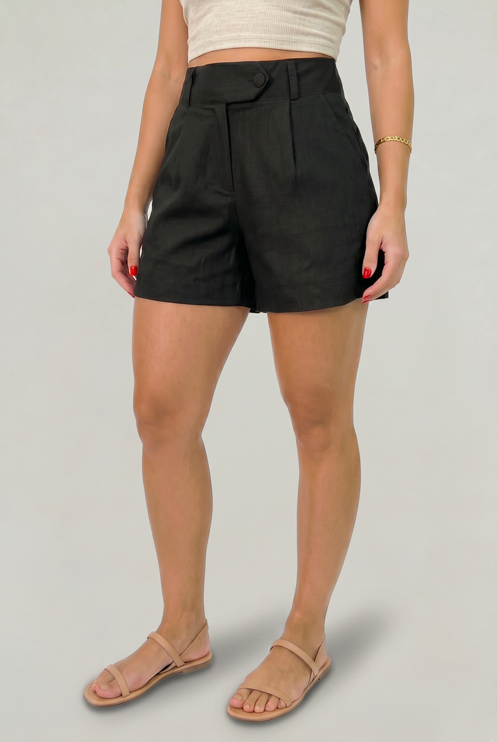 Women's High-Waisted Pleated Shorts