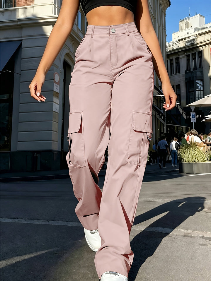 Women's High-Waisted Wide-Leg Cargo Trousers