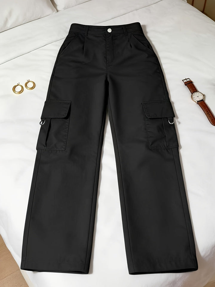 Women's High-Waisted Wide-Leg Cargo Trousers