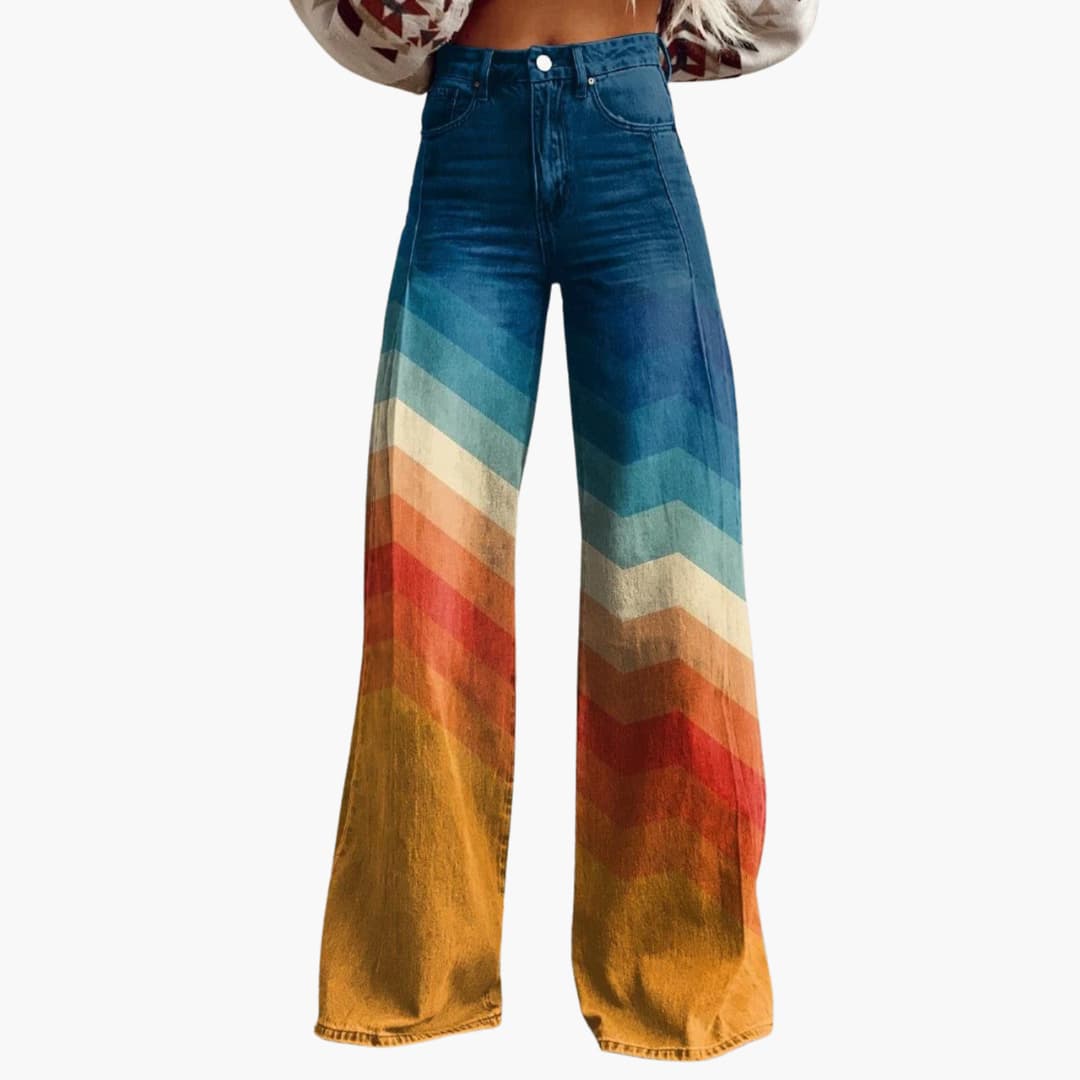 Women's High-Waisted Wide-Leg Chevron Trousers
