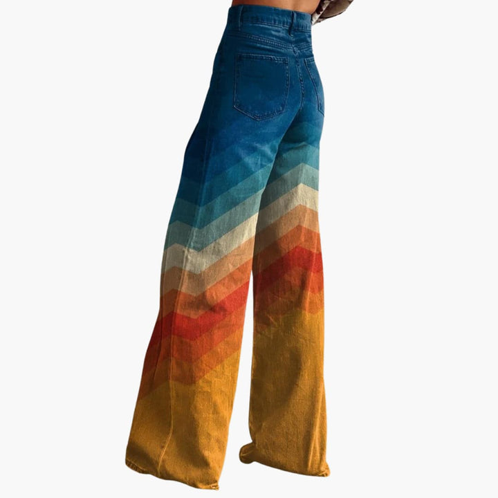 Women's High-Waisted Wide-Leg Chevron Trousers